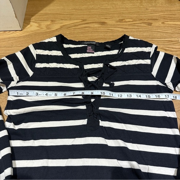 MAISON SCOTCH/  SCOTCH AND SODA LACE UP STRIPPED LONG SLEEVE TEE-1 - Picture 9 of 13